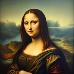 A highly detailed painting in the style of Leonardo da Vinci but reimagined as a classical nude, featuring Mona Lisa with a serene and enigmatic expression, with drapery tastefully positioned to preserve modesty and highlight her graceful posture