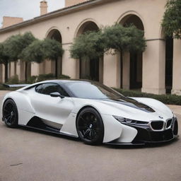 An embodying fusion of a high-end BMW sports car and a high-performance Devel Sixteen, showcasing a perfect blend of luxury and power