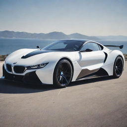 An embodying fusion of a high-end BMW sports car and a high-performance Devel Sixteen, showcasing a perfect blend of luxury and power