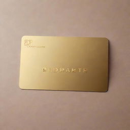 A golden, mirror-finish, VIP card, gleaming under a soft light. The card is blank, centered and angled slightly for a dynamic touch, ready for customization. Conveying a sense of exclusivity and opulence.