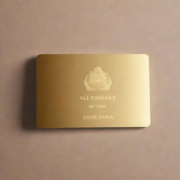 A golden, mirror-finish, VIP card, gleaming under a soft light. The card is blank, centered and angled slightly for a dynamic touch, ready for customization. Conveying a sense of exclusivity and opulence.