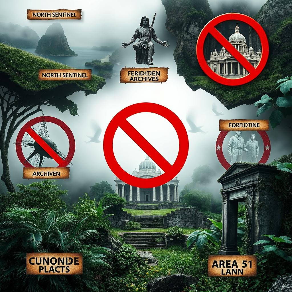 A captivating exploration of places in the world that are inaccessible to the general public, with labels indicating their forbidden status