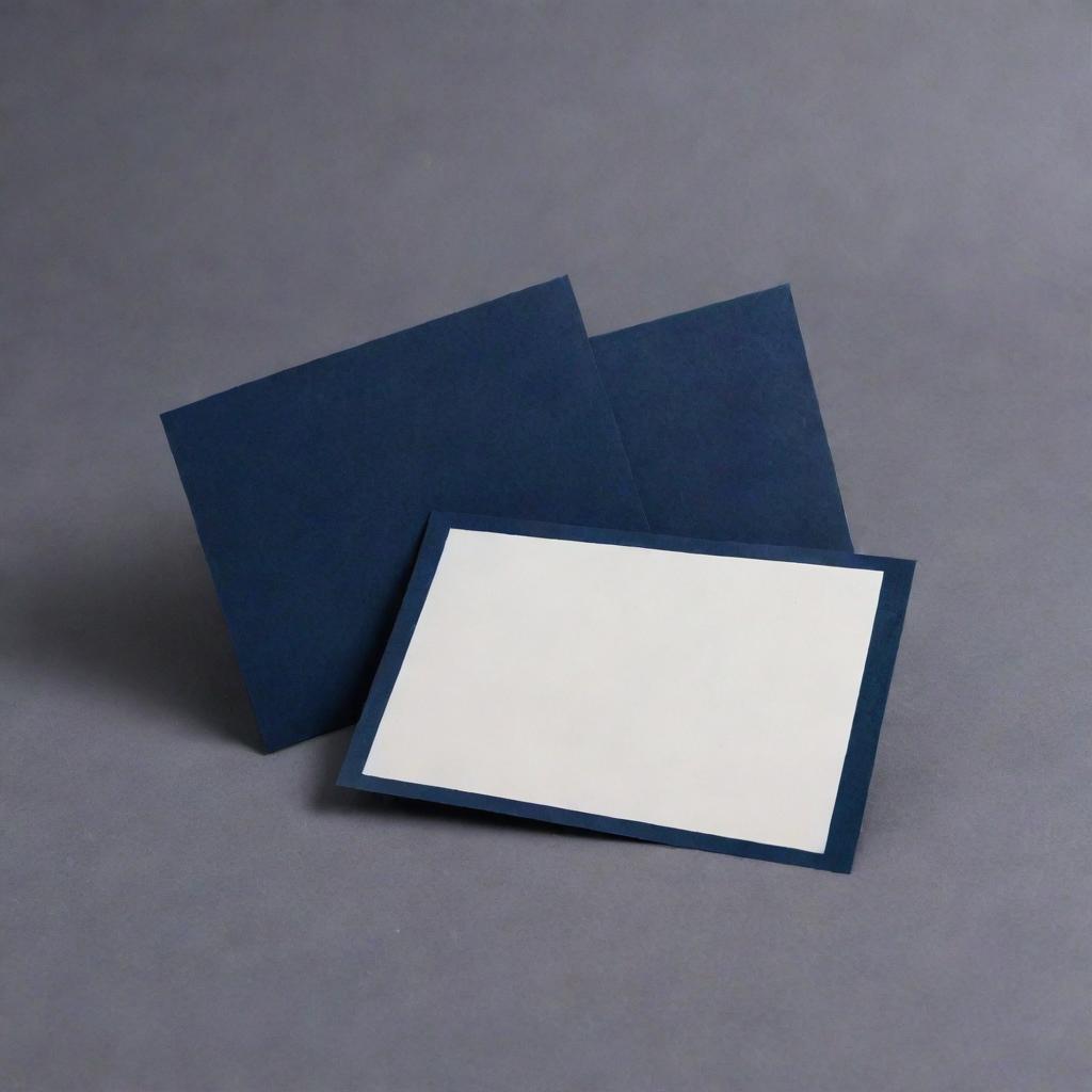 A blank navy blue card, exuding a sense of sophistication and elegance. Displayed against a transparent background, its dark hue complements its sleek, smooth texture, perfect for any prestigious occasion.