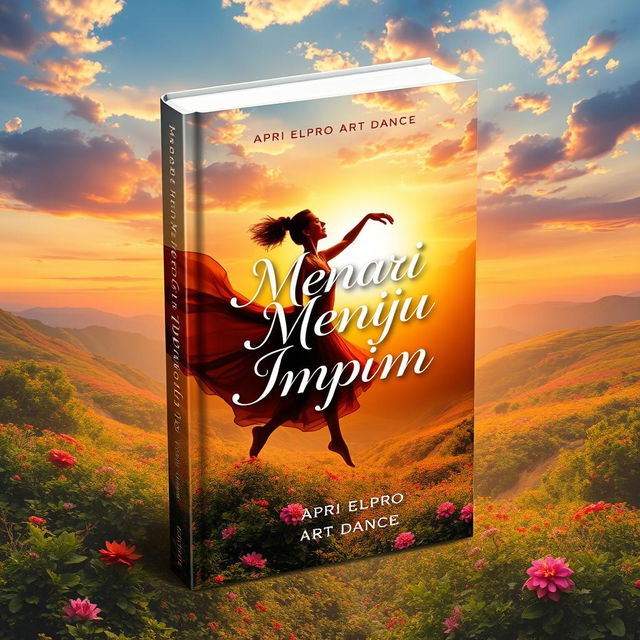 Book cover design for a novel titled "Menari Menuju Impian" by Apri Elpro Art Dance