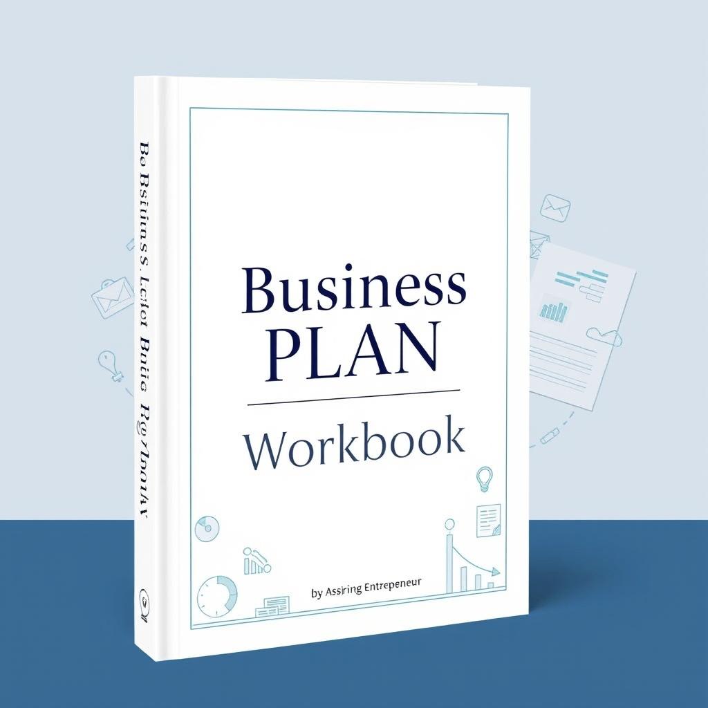 A professional and sleek book cover for a "Business Plan Workbook"