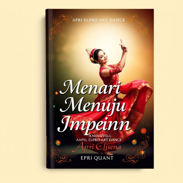 Book cover design for a novel titled "Menari Menuju Impian" by Apri Elpro Art Dance