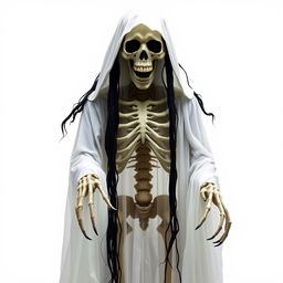 A full-body depiction of La Llorona, the terrifying spectre standing approximately 2 metres tall