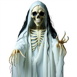 A full-body depiction of La Llorona, the terrifying spectre standing approximately 2 metres tall