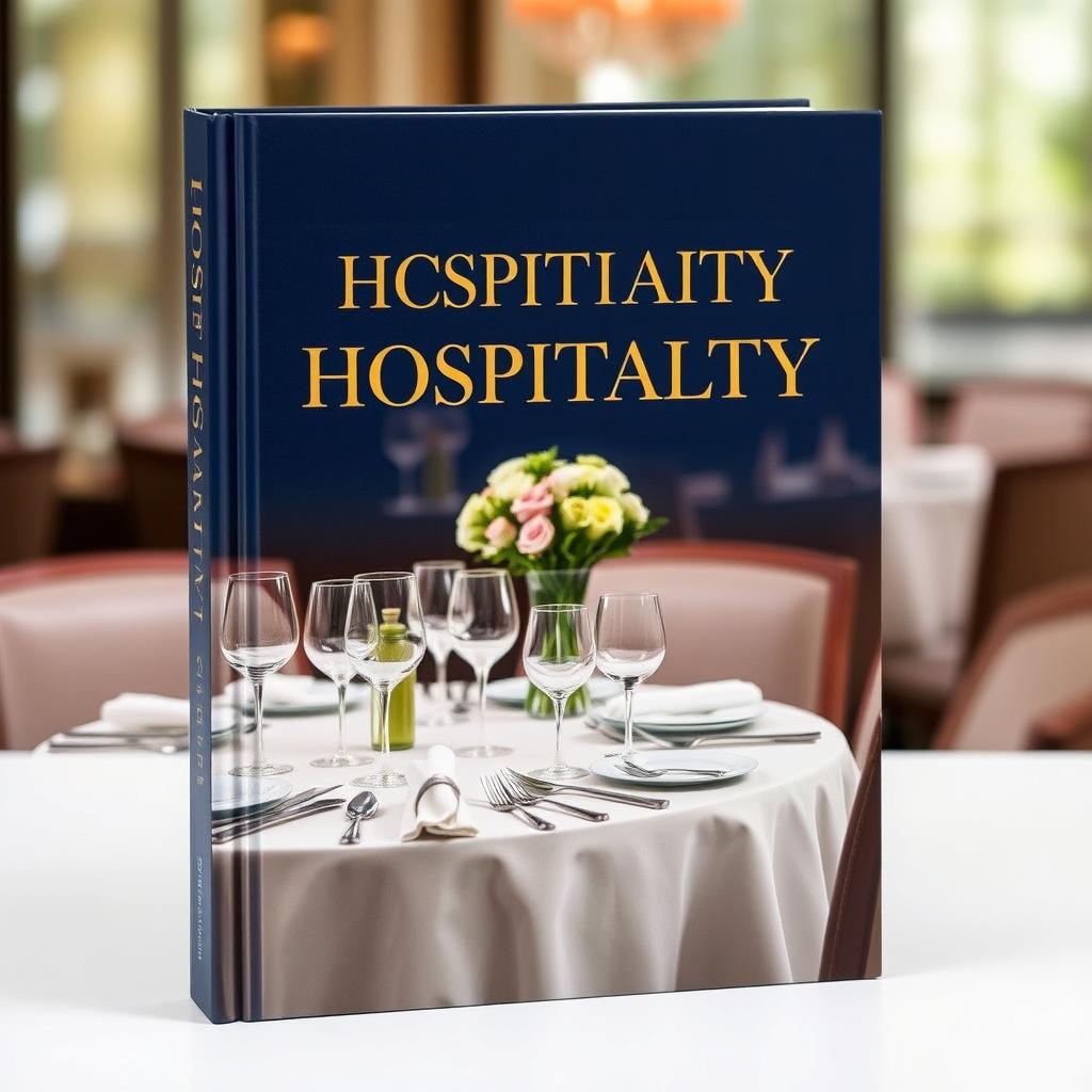 A sophisticated hospitality book cover design featuring elegant typography and a luxurious vibe