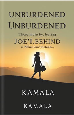 a captivating cover for a political book titled "Unburdened by Leaving Joe Behind is What Can Be" by Kamala, featuring a symbolic representation of moving forward and leaving the past behind