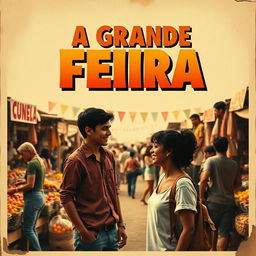 A vintage-style poster of the movie 'A Grande Feira', showcasing a bustling market scene inspired by the film