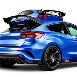 a cutting-edge AWD hatchback coupe influenced by the 2024 Ford Focus ST, featuring a unique configuration with two standard doors and two rear suicide doors for an avant-garde look