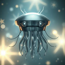 A flying metallic jellyfish-like creature with a sleek, flat disk-shaped head