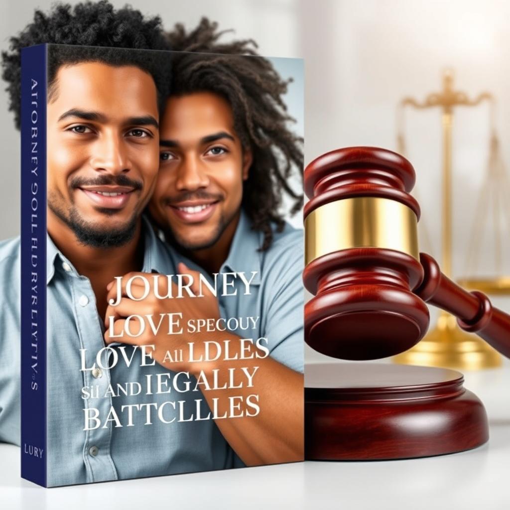 A compelling book cover design featuring the theme of 'A Journey of Love and Legal Battles'