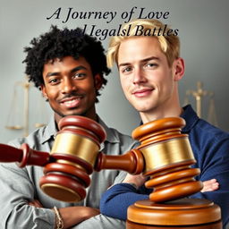 A compelling book cover design featuring the theme of 'A Journey of Love and Legal Battles'