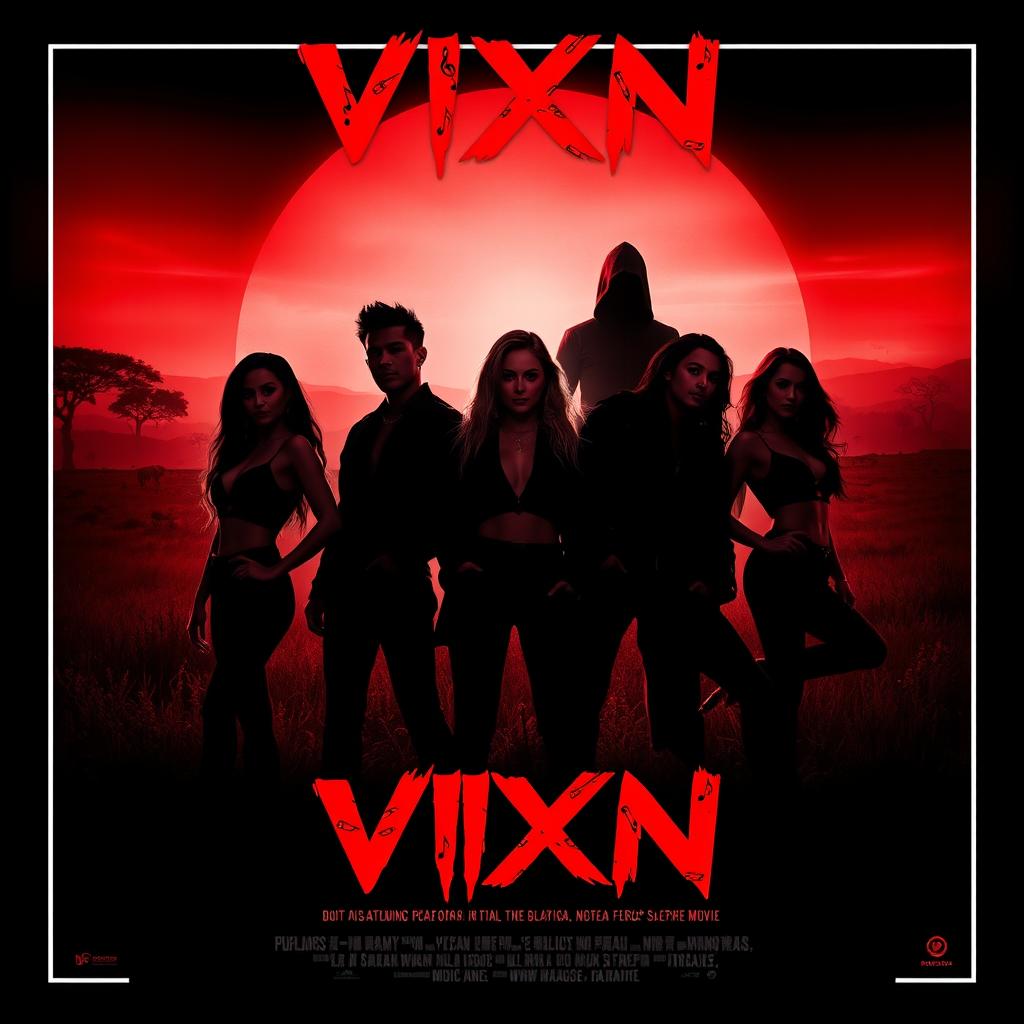 Design a movie poster for the film "VIXN", a sexy slasher movie