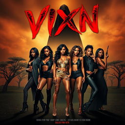 Design a movie poster for "VIXN", a hot and sexy slasher film