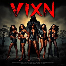 Design a movie poster for "VIXN", a hot and sexy slasher film