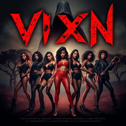 Design a movie poster for "VIXN", a hot and sexy slasher film