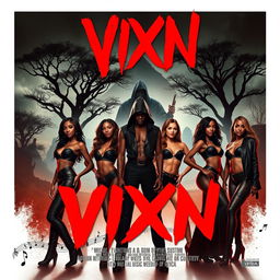 Design a movie poster for "VIXN", a hot and sexy slasher film