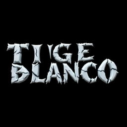 The movie title "Tigre Blanco" styled to simulate tiger claws, set against a solid black background