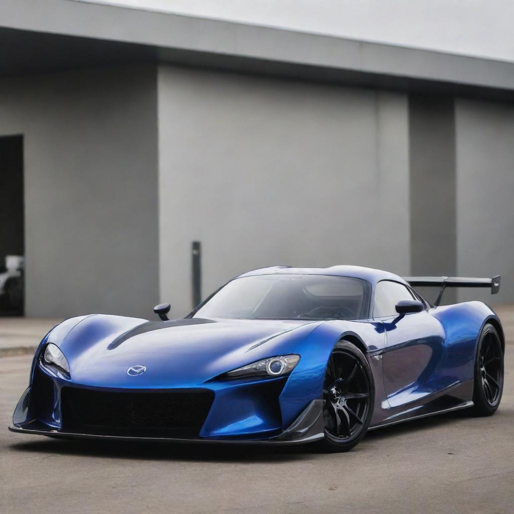 Visualize a dynamic supercar that blends the attractive design of a Mazda RX-7 with the audacious bodywork and extreme power of a Devel Sixteen