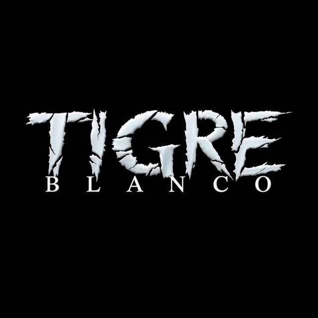 The movie title "Tigre Blanco" designed to resemble the scratches of tiger claws against a solid black background