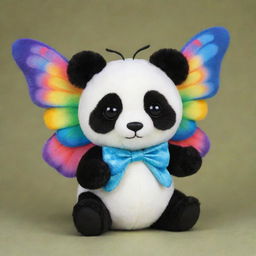 A hybrid creature blending a panda and a butterfly, featuring the cuddly charm of a panda with the vibrant wings of a butterfly.