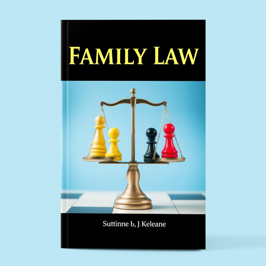 A creative and symbolic book cover for a book on family law, incorporating board game pieces as the central theme