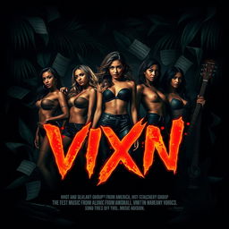 Create a movie poster for "VIXN", a hot and sexy slasher film