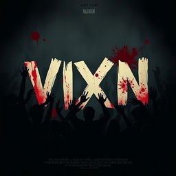 Design a movie poster for "VIXN", a bloody slasher film that evokes terror and suspense