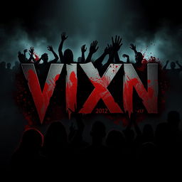 Design a movie poster for "VIXN", a bloody slasher film that evokes terror and suspense