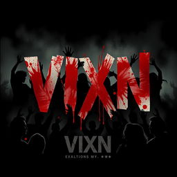 Design a movie poster for "VIXN", a bloody slasher film that evokes terror and suspense