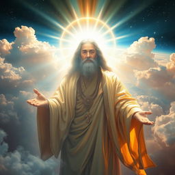 A divine representation of God depicted as a majestic, ethereal presence