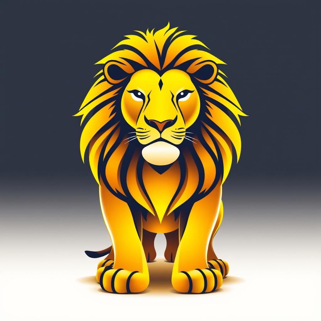 A clean-cut, corporate-style lion portrayed in a sleek, minimalist design