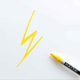 Draw a bright yellow lightning bolt using a marker on a canvas