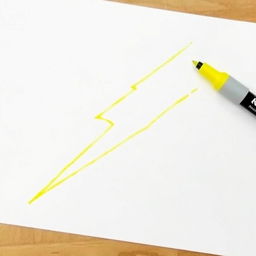 Draw a bright yellow lightning bolt with a marker on a sheet of paper