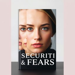 A modern and clean book cover focused on the themes of insecurities and fears, featuring a woman's face as the central element