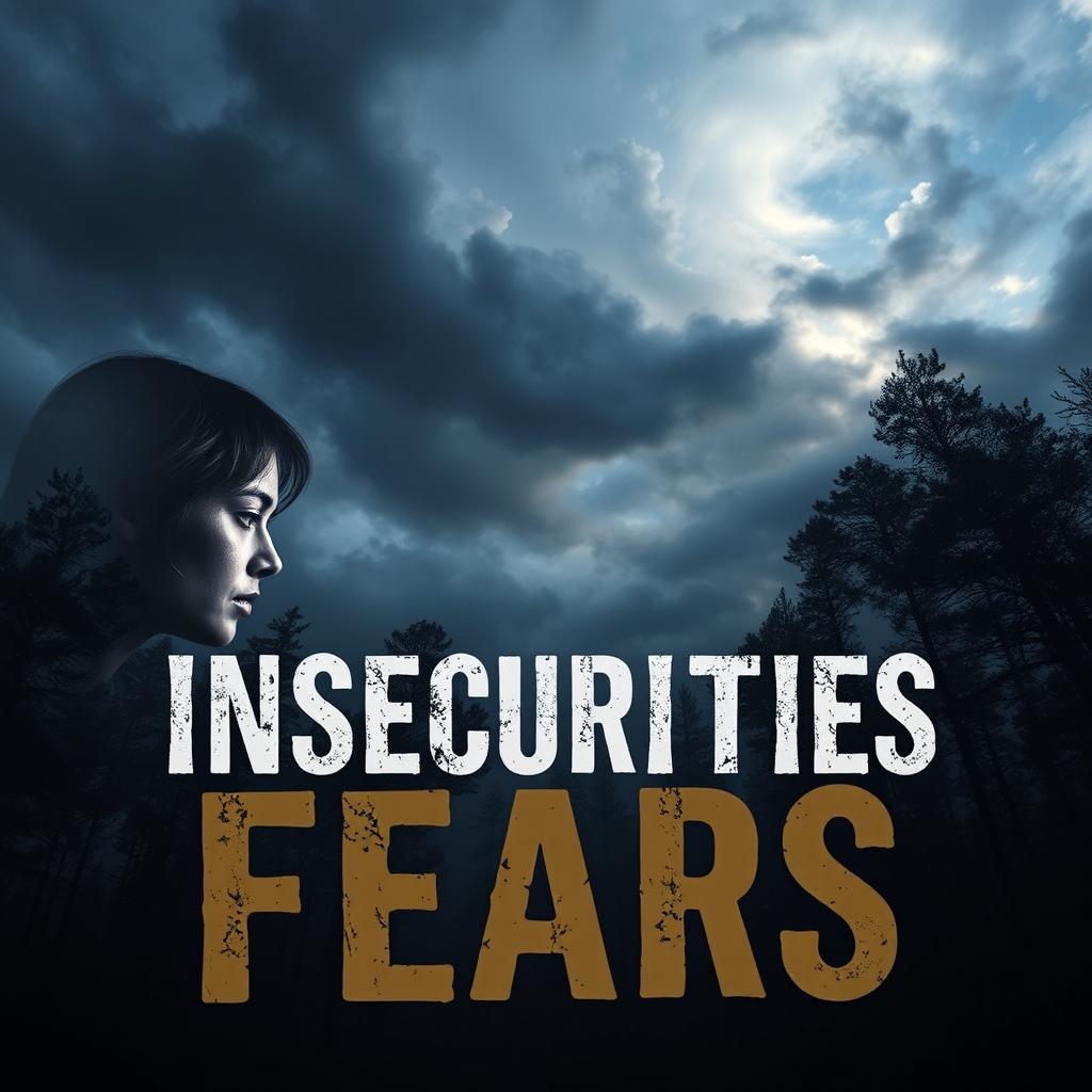 A book cover depicting the theme of insecurities and fears, now with the profile of a person added to the scene