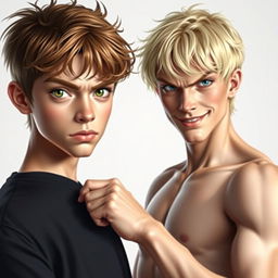 Two 18-year-old boys in a dynamic pose