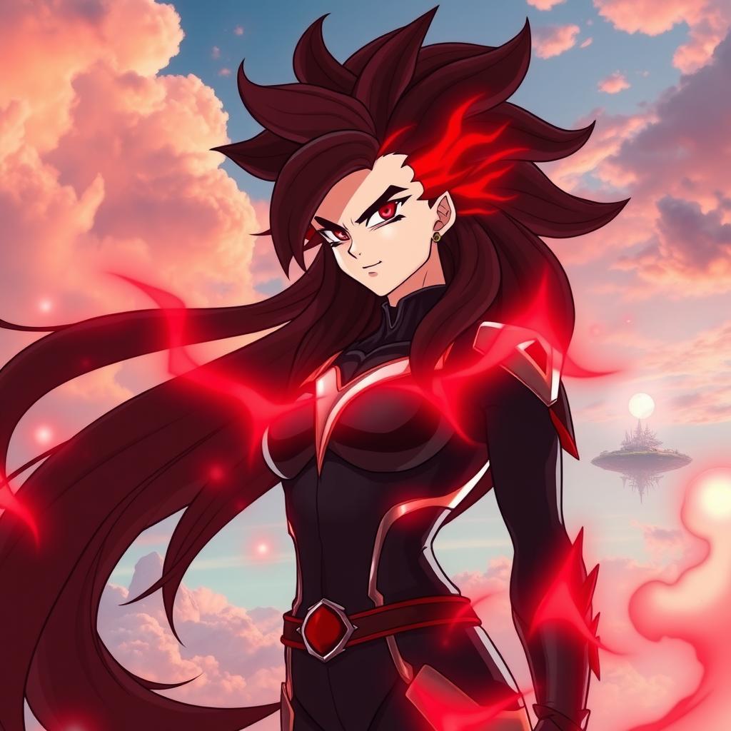 Echalott in her Super Saiyan God form styled after Dragon Ball Super