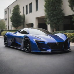 A merging of a classic Buick style with the bold, high-performance aesthetics of a Devel Sixteen, creating an unexpected and captivating supercar concept