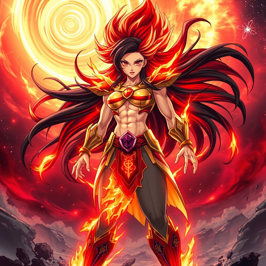 Echalott in her 'Celestial Fury' transformation, an intense and divine form inspired by the Super Saiyan God