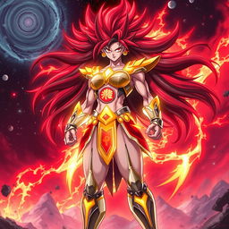 Echalott in her 'Celestial Fury' transformation, an intense and divine form inspired by the Super Saiyan God