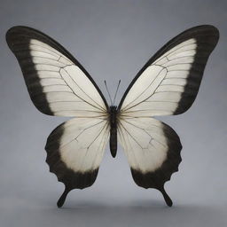 A visually accurate portrayal of the panda-butterfly creature with a large butterfly's wings, showing the intricate wing patterns and delicate veining