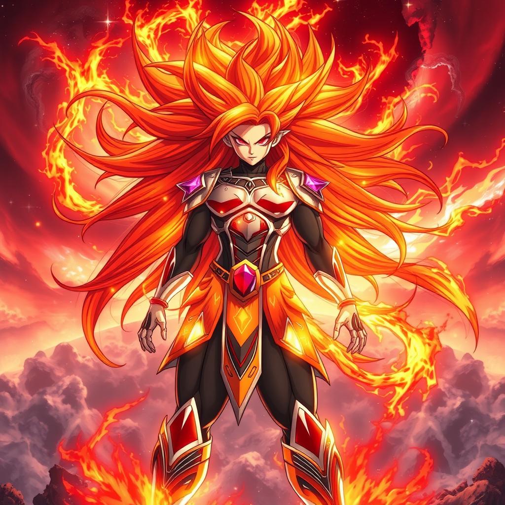 Echalott in her 'Celestial Fury' transformation, inspired by the Super Saiyan God form