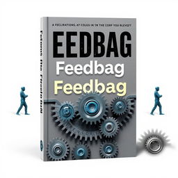 A book cover for the title "Feedbag", illustrating workers as cogs in the business cycle