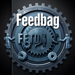 A book cover for the title "Feedbag", depicting people being consumed by cogs in the business cycle