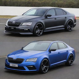 Envision a Skoda Octavia RS blended with the high-performance aesthetics of a Devel Sixteen, creating a unique and eye-catching super sedan