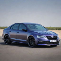 Envision a Skoda Octavia RS blended with the high-performance aesthetics of a Devel Sixteen, creating a unique and eye-catching super sedan